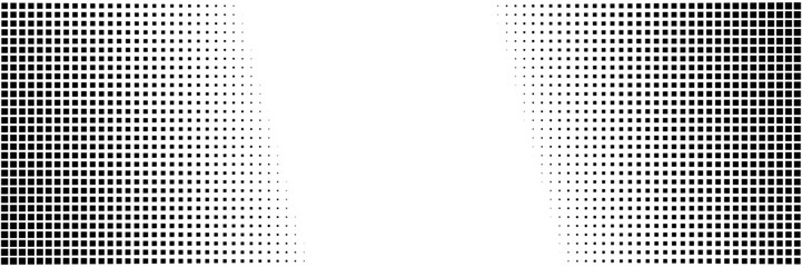 Obraz premium Abstract Black Square Halftone Border for Cybersecurity and Data Encryption Background