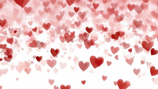 Colorful heart shapes appear and disappear in a lively display, creating a festive mood for a special occasion