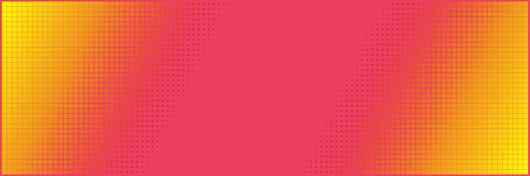 Pink and yellow comic book style halftone banner for social media streaming