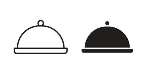 Fototapeta premium Food tray icon vector flat linear pack on white background