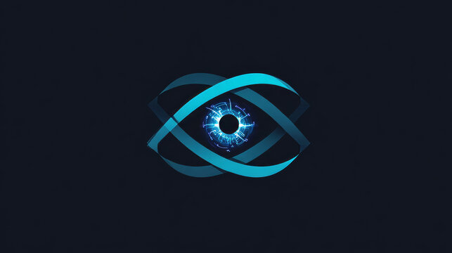 Artificial intelligence with twisted infinity eye circle scan technology Analysis logo vector design concept. AI technology logotype symbol for advance technology, tech company, identity, ui, new tech