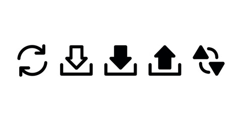 Fototapeta premium Download Upload Refresh Icons Set Vector UI Interface Arrows Symbols Collection