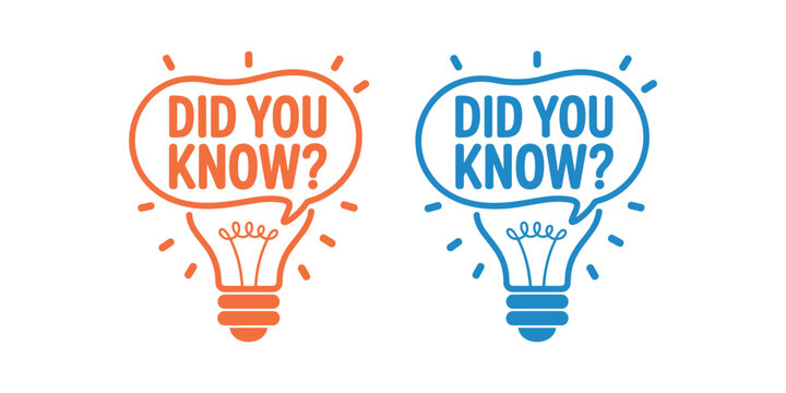 Orange and blue light bulb speech bubbles with did you know text in white background.