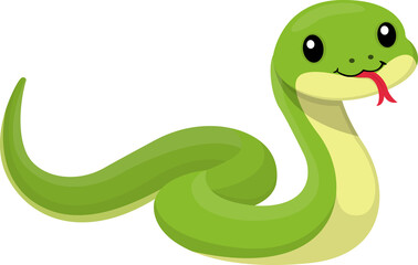 Naklejka premium Wild Animal Cute Green Snake Cartoon Illustration