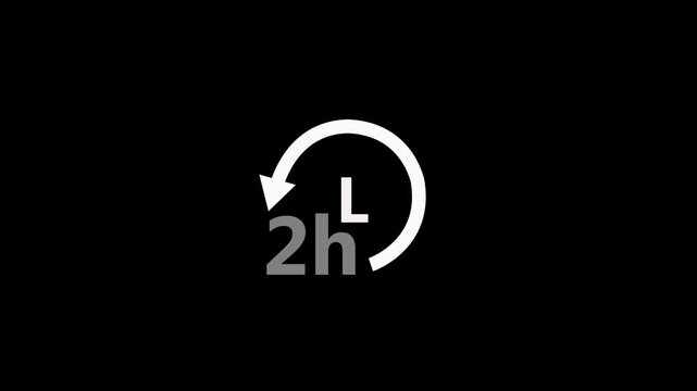 Abstract 2h hours clock with circle arrow icon animation. Clock timer, time passage waiting time animation. moving arrows simple icon animation 4K video.