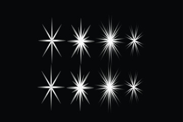 Fototapeta premium Abstract vector illustration of a glowing blue sparkler burst and star pattern design on a black holiday night background with bright celebration flare