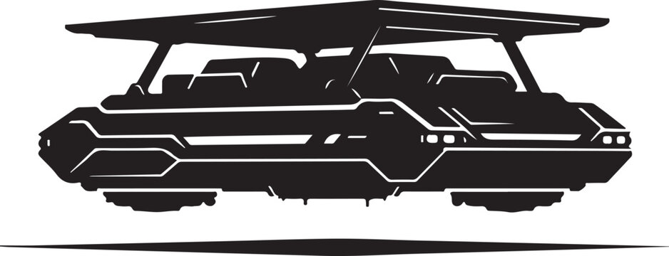 Futuristic, black, vector spaceship, sci-fi vehicle, futuristic transport