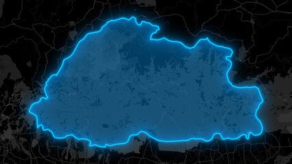 Obraz premium Stylized Blue Glow Map on Dark Background High Resolution Digital Graphic - Bhutan