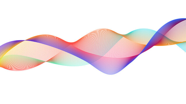 Colorful Abstract Wave Lines Background, Vibrant Gradient Mesh Flow, Dynamic Soundwave Curve, Modern Fluid Line Art for Technology and Data Visualization