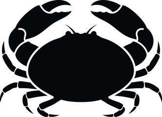 Silhouette crab facing forward with claws raised ocean crustacean vector illustration © Pixel Box