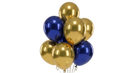 Golden and blue balloons happy father's day celebration isolated on transparent background © Bodrul