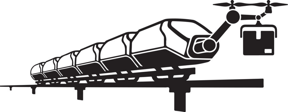 Monorail train, magnetic levitation, futuristic transportation, vector illustration
