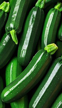Freshly Harvested Zucchini Bunch, Nutrient-Rich Vegetables Close-Up for Healthy Cooking and Meals