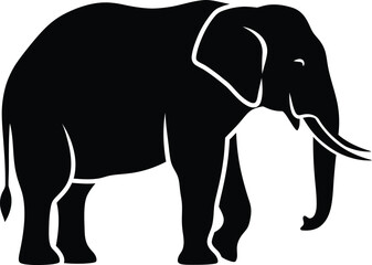Fototapeta premium Silhouette majestic African elephant walking graceful side view vector illustration
