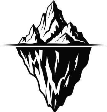 Silhouette majestic iceberg floating in clear ocean water vector illustration