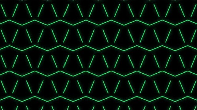 green neon chevron pattern animation glowing geometric seamless loop on dark abstract background