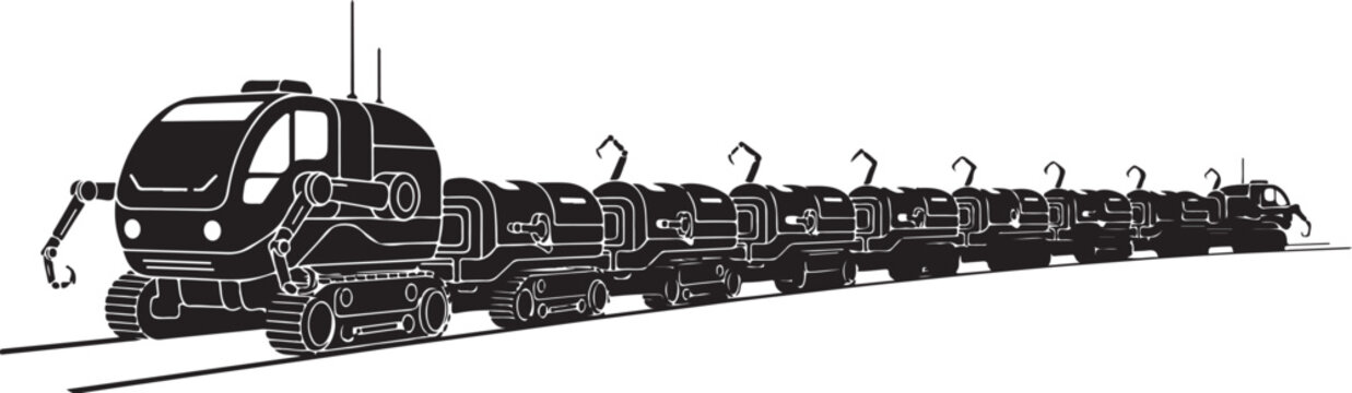 Industrial train, cargo train, transportation vector, locomotive icons, rail transport
