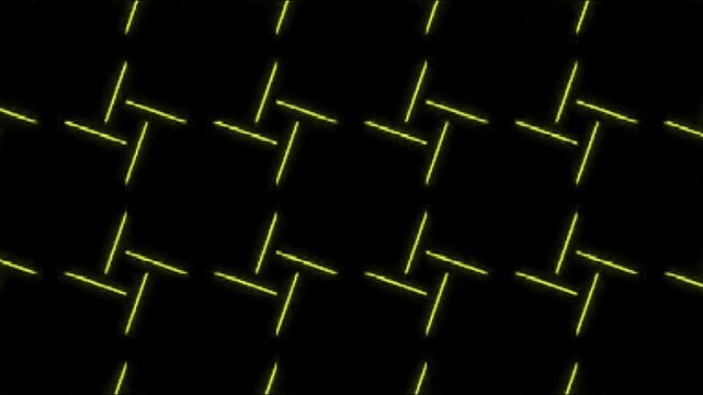 yellow neon diagonal lines pattern animation glowing geometric seamless loop on dark abstract background