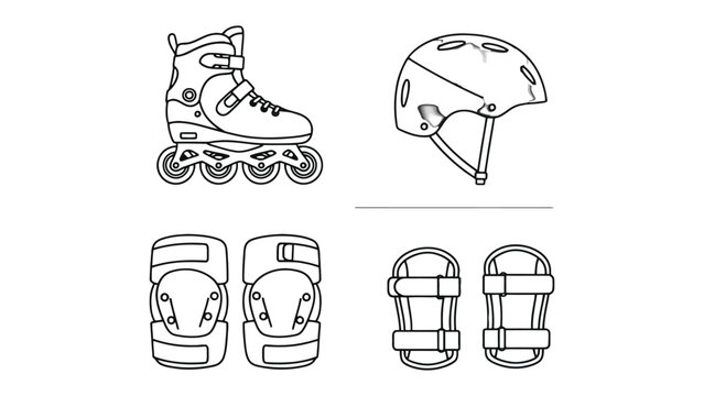 Inline Skating Safety Set: A set of essential inline skating safety gear, ensuring protection and peace of mind for every skating enthusiast. Including helmet, roller skate, elbow pad and knee pads.
