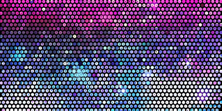 Abstract background of vibrant shimmering sequins in purple and blue hues
