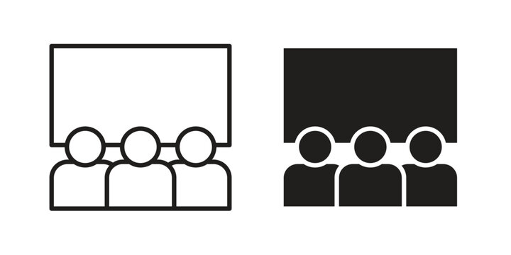 Training icon vector flat linear pack on white background