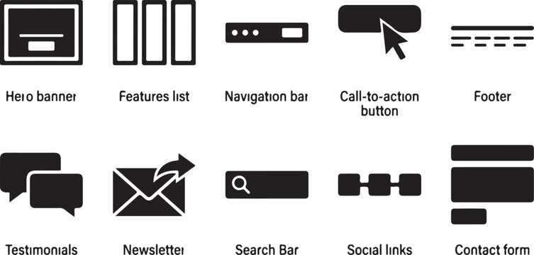 website layout components and ui elements flat design vector illustration