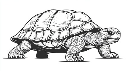 Fototapeta premium Monochrome Turtle Graphic Illustration Featuring Textured Shell and Detailed Exoskeleton Design
