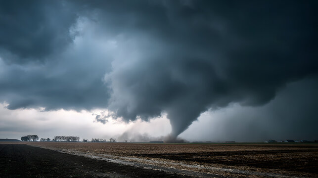 Tornado hitting rural farmland