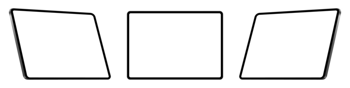 Modern Realistic Tablet Mockup With Blank Screen isolated on Transparent Background