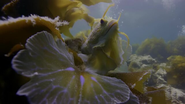 Seadragon leafy marine creature in kelp forest underwater serene ocean environment featuring nature, wildlife, exotic with rare and aquatic elements