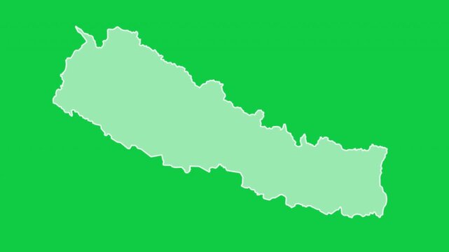 Nepal map glow outline animation green background