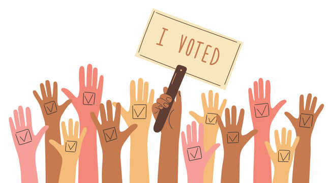 Raised Hands with Voted Checkmark Art