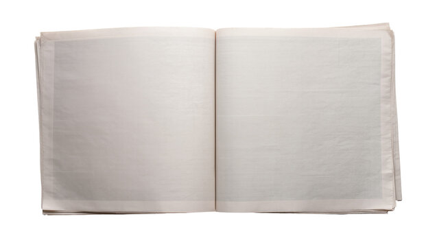 Open blank newspaper pages, isolated on transparent background