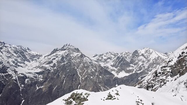 The highest peak of Bergamo Alps after snowstorm, Orobie mountains in the winter season