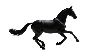 Fototapeta premium Elegant black horse with braided mane, galloping dynamically isolated on transparent background