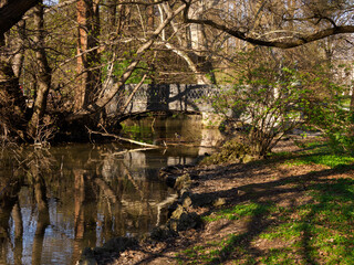 Naklejka premium The Sempione park in Milan, Italy, at March