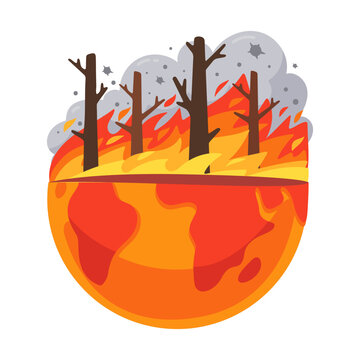Earth on Fire Graphic Illustration of Global Warming and Environmental Disaster