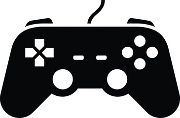 Silhouette video game controller with buttons and joystick vector illustration © Pixel Box
