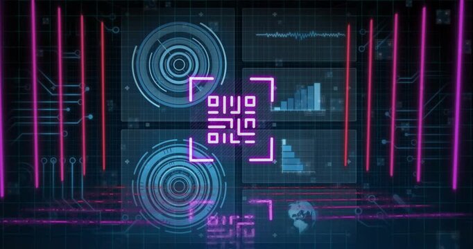 Animation of qr code over scope scanning and data processing
