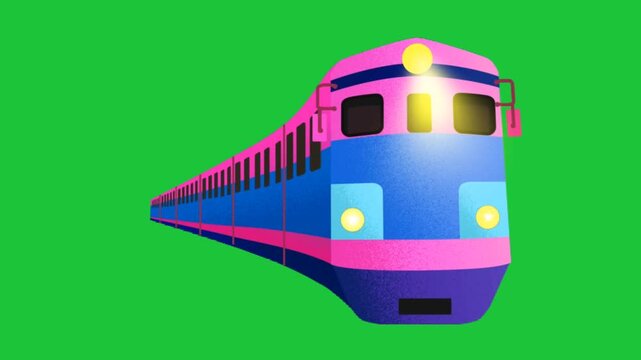 modern passenger train moving forward on green background simple animation transport travel railway concept