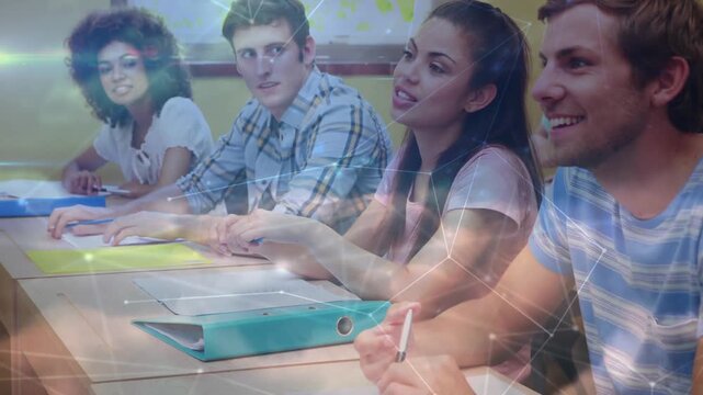 Animation of network of connections over diverse students at university