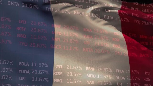 Animation of data processing over flag of france