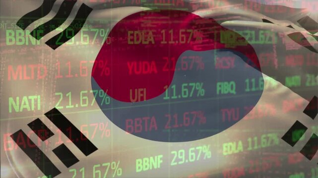 Animation of data processing over flag of south korea