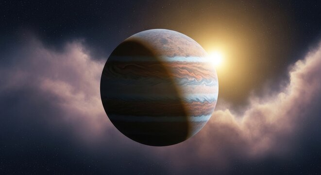 Jupiters Majestic Atmosphere and Solar Flare.