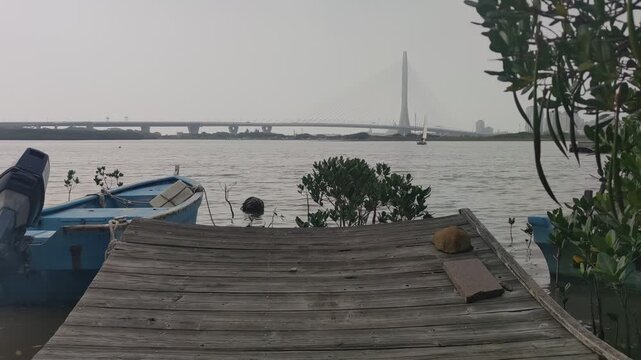Bali, New Taipei City, Taiwan &ndash; April 5, 2026: April views of the Tamsui River in Bali and Tamsui, New Taipei City, Taiwan