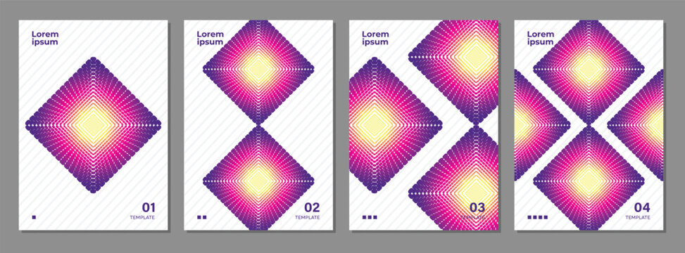 Abstract Geometric Memphis Style Poster Template Vector Set