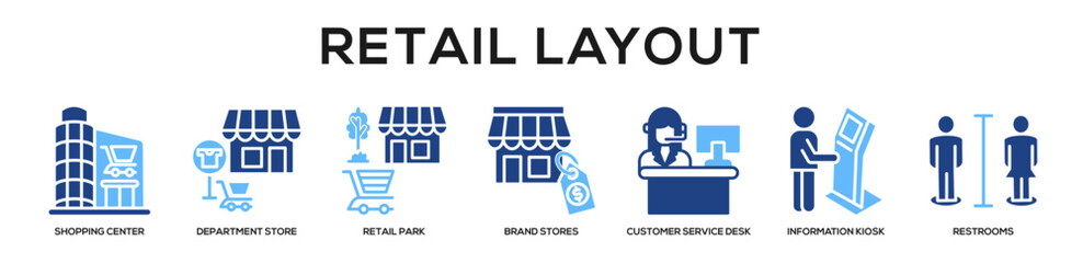 Naklejka premium Glyphcolor - Retail Layout web banner icon vector illustration concept