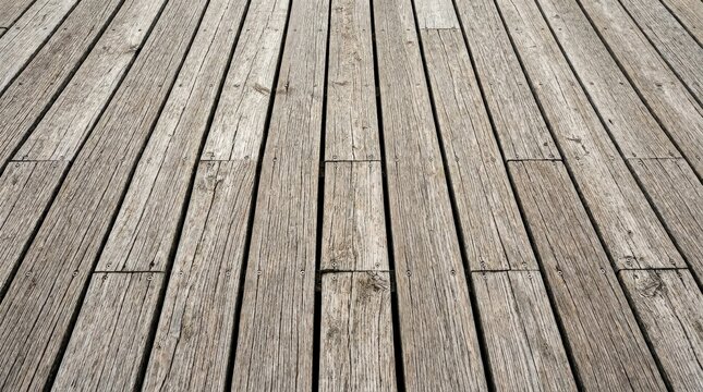 A seamless wood boardwalk decking pattern with parallel planks, visible grain and sun-weathered outdoor character, ultra-realistic, no logos.