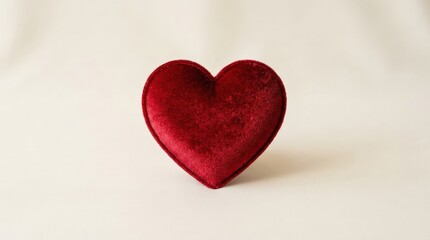 Obraz premium A red heart isolated on a clean background, velvety texture, smooth curves and timeless romantic simplicity, ultra-realistic, no logos.