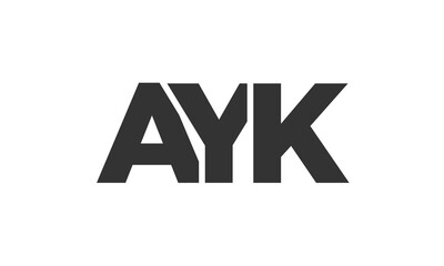 Fototapeta premium AYK logo design template with strong and modern bold text. Initial based vector logotype featuring simple and minimal typography. Trendy company identity.